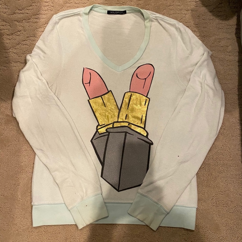 Wildfox Lipstick Sweatshirt in Light Blue Size XS